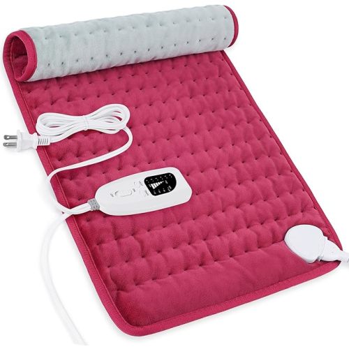 Deepsoon Heating Pad,Electric Heating Pads for Back,Neck,Abdomen,Moist Heating Pad for Shoulder,Knee,Arms,Legs,Dry/Moist Heat & Auto Shut Off,Christmas Gifts for Men and Women,Burgundy,24x12 Inch