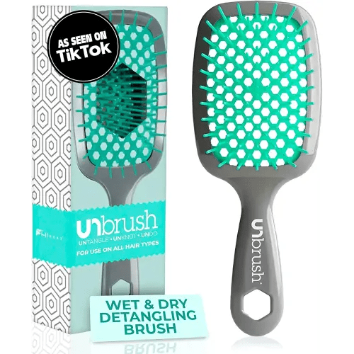 FHI Heat UNbrush Detangling Brush for Pain-Free Brushing on All Wet or Dry Hair Types — Durable DuoFlex Anti-Static Bristles, Lightweight Handle, Vented Hair Brush