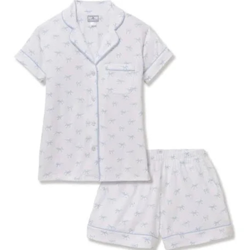 Women's Pima Short Sleeve Short Set in Something Blue Bows