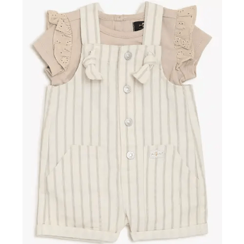 Baby Girls' Short-Sleeve T-Shirt and Overall, 2-Piece Set