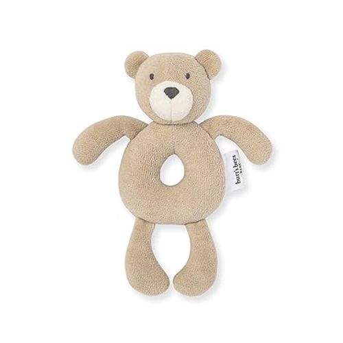 Burt's Bees Baby Unisex Infant Rattle Toy, Nursery Sensory Animal Plush Made with 100% Organic Cotton Shell and Polyester Fill, Sweet Bear, Bunny, or Dog Stuffed Animals for Babies