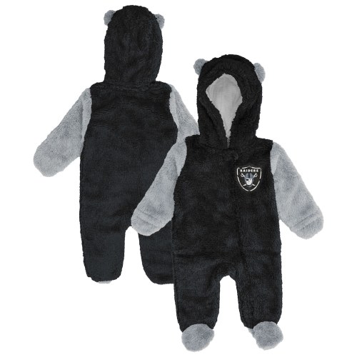 Newborn & Infant Las Vegas Raiders Outerstuff Black Stay Napping Fleece Bunting Full-Zip Sleeper