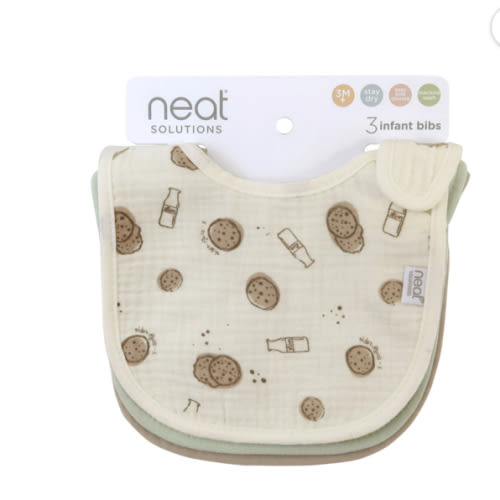 Neat Solutions Pack de 3 Baberos Unisex Infantiles Muselina