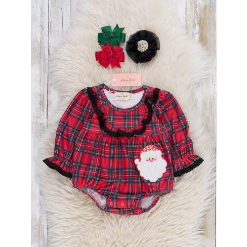 Santa-rtan Embroidered Ruffle Bubble