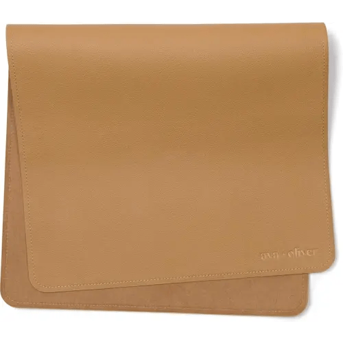 Ava + Oliver Vegan Leather Baby Changing Mat (16 X 30 in) - Multipurpose Wipeable and Portable Diaper Mat - Foldable for Travel (Tan)