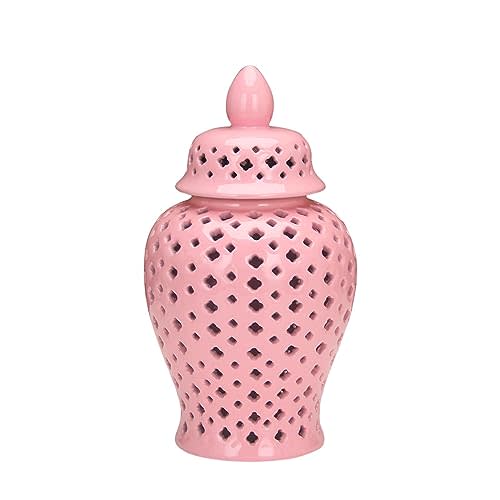Ceramic Ginger Jar Porcelain Decorative Jar Decoration Storage Jar Vase Versatile Delicate Ceramic Vase for Party Bedroom Wedding Desk Home, 10cmx10cmx22cm
