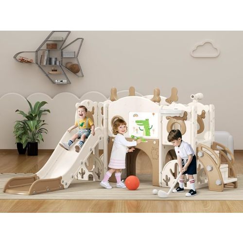 Amazon.com: XJD 7 in 1 Toddler Slide Set, Kids Slide for Toddlers Age 1+, Toddler Climber Slide PlaySet with Basketball Hoop and Ball,Outdoor Indoor Playground for Toddlers 1-3 : Toys & Games