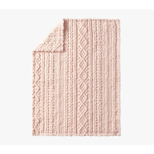 Carved Cable Sherpa Baby Blanket