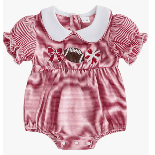 Newborn Baby Girl Clothes Football Striped Bubble Romper