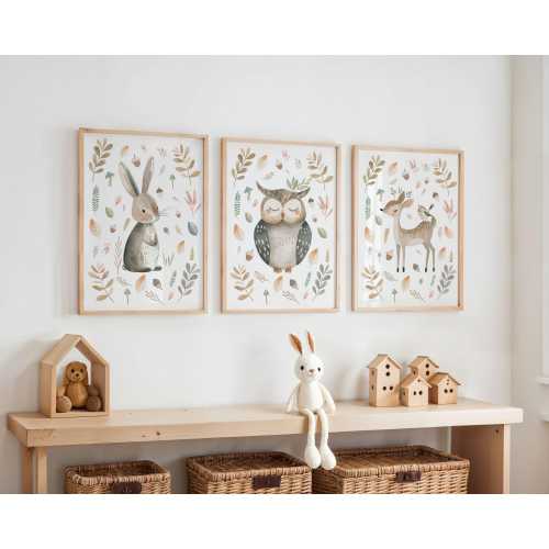 Mix & Match Woodland Animals Nursery Prints, Forest Theme Decor, Playroom Wall Art