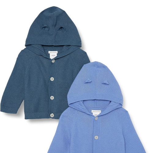 Amazon Essentials Unisex Babies' Long Sleeve Hooded Sweater, Pack of 2
