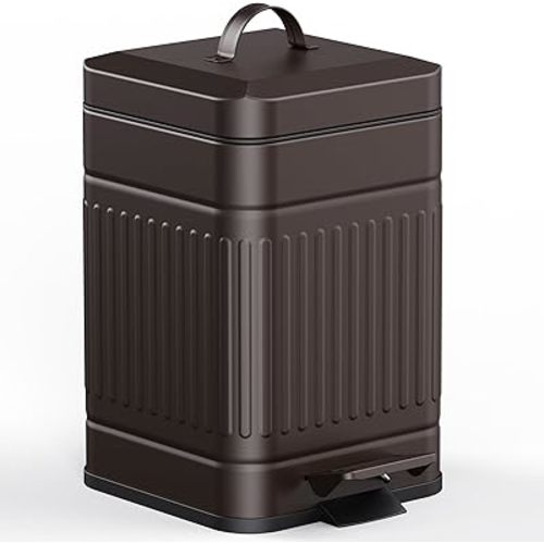 CEROELDA Small Trash Can with Lid-5L/1.3 Gal - Brown
