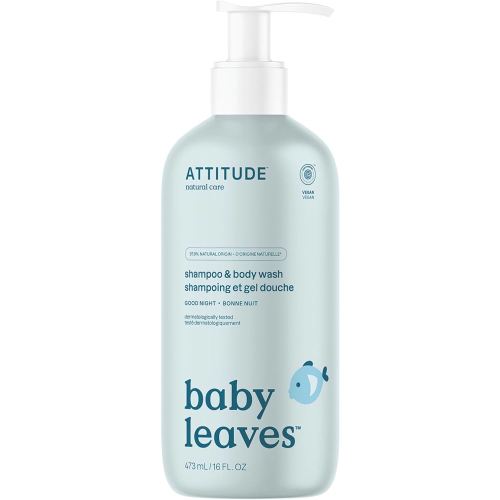 ATTITUDE 2-in-1 Shampoo and Body Wash for Baby, EWG Verified, Dermatologically Tested, Vegan, Good Night, 16 Fl Oz