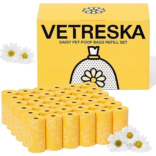 VETRESKA Daisy Scented Dog Poop Bags, 540 Counts, Leak-proof