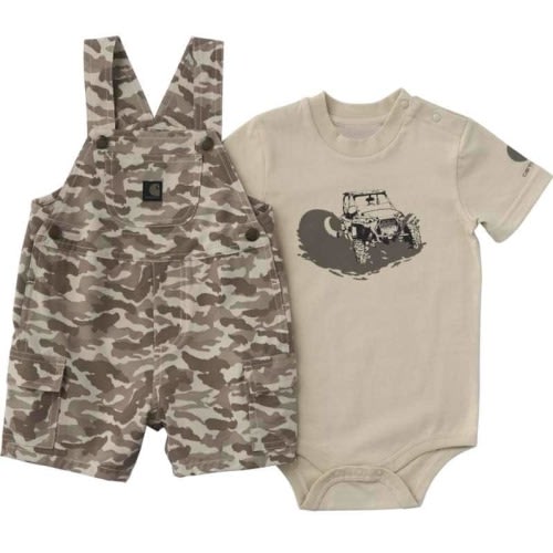 Boys' 2-Piece Short Sleeve Bodysuit & Camo Cargo Pocket Shortall Set (Baby) | Limited Edition Graphics | Carhartt