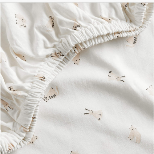 Baby's First Pink Animal Organic Cotton Heathered Jersey Baby Crib Fitted Sheet