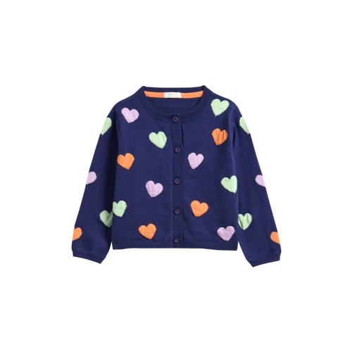 Kids' Rainbow Heart Cotton Blend Cardigan