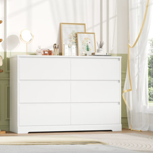 Ebern Designs 6 Drawer 47.2" W Wood Modern Double Dresser & Reviews | Wayfair