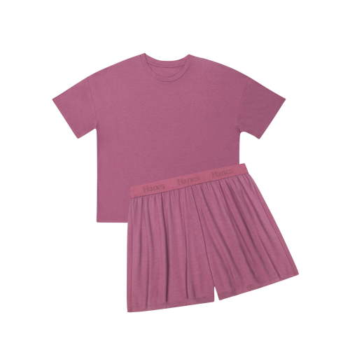 Hanes Comfywear Women's Pajama Set, Loungewear Top & Sleep Shorts Mauve Mood/Mauve Mood L