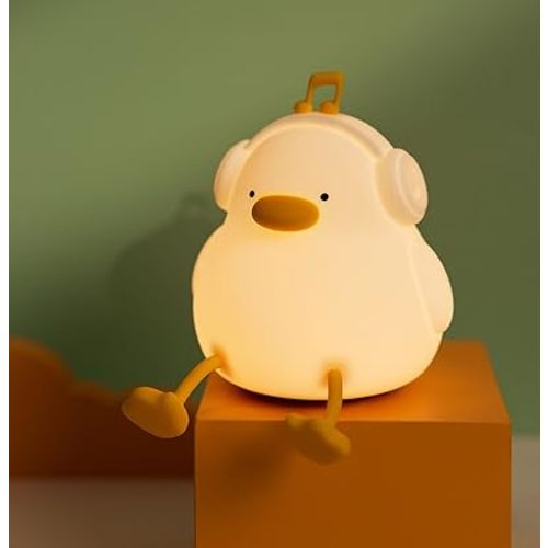 DREAMING MY DREAM Cute Duck Night Light,LED Squishy Novelty Duck Lamp,3 Level Dimmable Soft Silicone Nursery Nightlight,Night Light for Toddler Baby Kids Decor,Cool Gifts for Duck