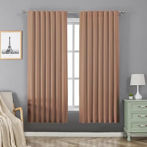 Joydeco 100% Blackout Curtains for Bedroom Living Room 84 inches Long - 2 Panels Burg Set Room Darkening Black Out Curtains for Bedroom Windows, Back tab Rod Pocket