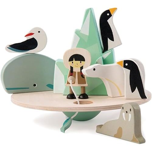 Tender Leaf Toys - Balancing Polar Circle - 9 Piece Wooden Stacking and Balancing Toy & Educational Game - STEM Toy - Early Learning to Develop Strategic Thinking and Fine Motor Skills - Age 3+