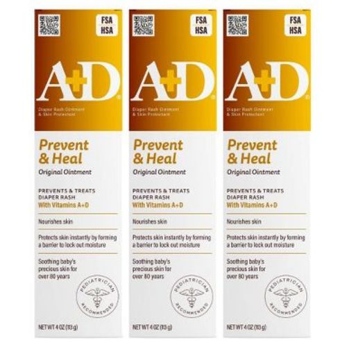 A+D Baby Diaper Rash Ointment, Baby Protectant with Vitamins A and D 4oz