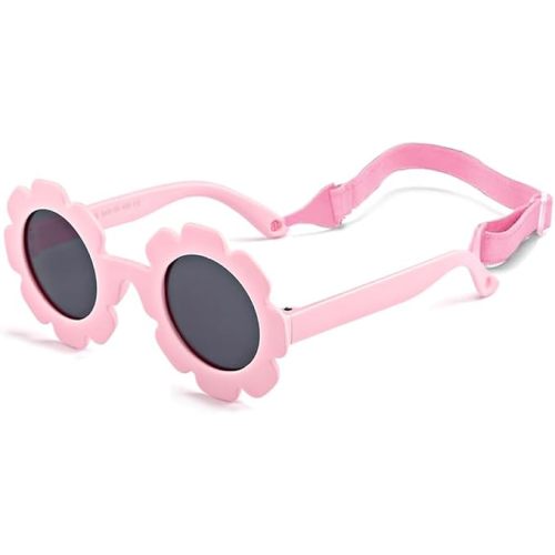 FBHLZ Baby flower Sunglasses with Strap girls polarized sunglasses Flexible Bendable Newborn UV400 Sunglasses for 0-24 months