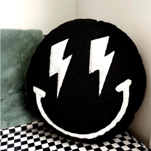 Black Smiley Face Plush Pillow – Ledger Nash