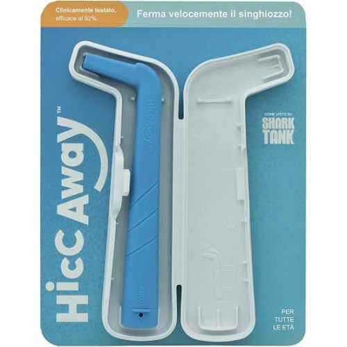 HICCAWAY Anti-Hiccup Straw – Instant Hiccup Relief Anytime, Anywhere, Doctor-Designed & Clinically Proven – Reusable, Safe for All Ages, As Seen on Shark Tank Case, Blue, 1 Pack