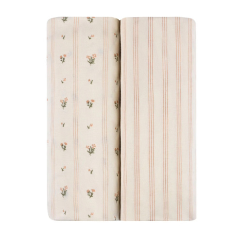 Linear Floral Crib Sheet Set Crib Sheet Set – Ely's & Co.