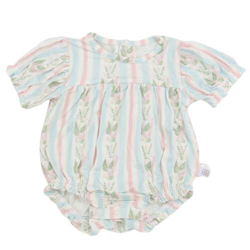 Girls Blue Floral Stripe Bamboo Bubble – Hamner Hill