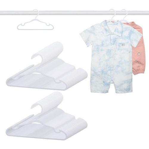 100 Pack White Baby Hangers 11.42 Inch - Kids Non-Slip Clothes Hangers for Infant & Child, Durable Plastic Children's Hangers for Closet, Pants, Coats, Skirts