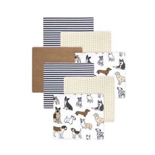 Little Treasure Hudson Baby Boys Cotton Poly Flannel Receiving Blankets Multipack, Brown Handsome Dogs, 30x30 inches