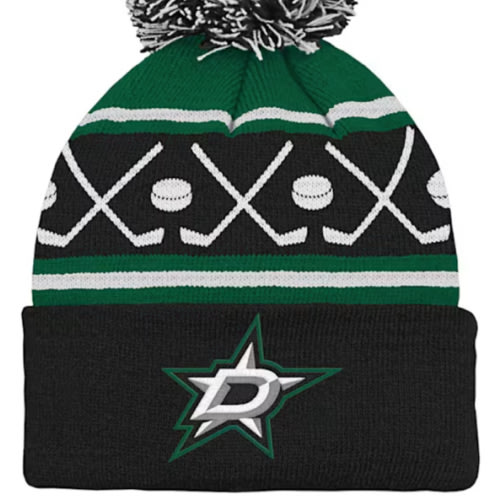 Dallas Stars BLACK Hockey Cuff Pom Baby Knit Hat - 133416089