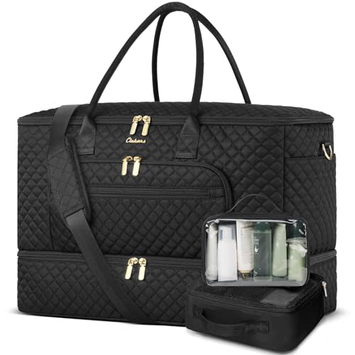 Travel Duffle Bag, Wide Open Large Weekender Bag for Women with Shoe Compartment, Carry on Overnight Bags with Toiletry Bag, Hospital Bag for Women Labor Delivery with Wet Pocket (3 Pcs)