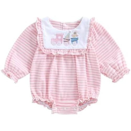 Baby Girl Halloween Pumpkin Ruffle Long Sleeve Bubble Romper
