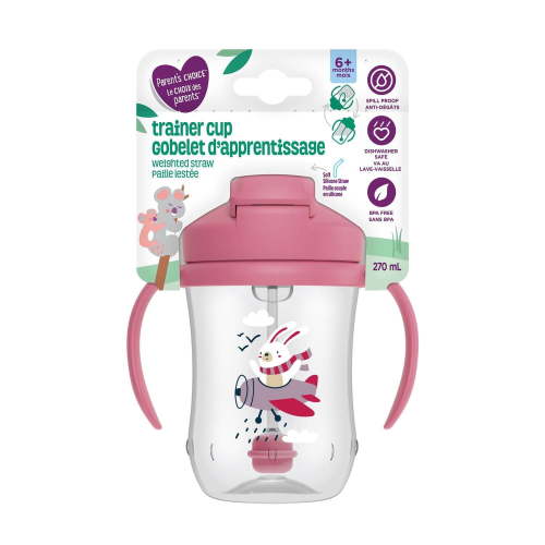 Parent’s Choice Trainer Cup with Weighted Straw, 270 ml, 6 months+, Pink - Walmart.ca