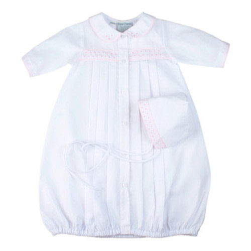 Preemie Girls Dot Embroidered Take Me Home Gown with Hat | Feltman Brothers