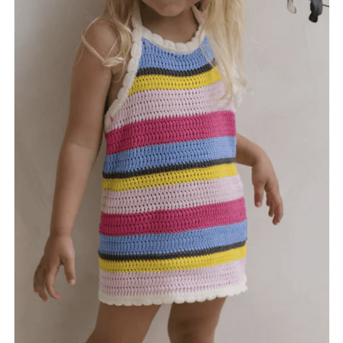 BIRDIE HALTER DRESS - HAVANA STRIPE