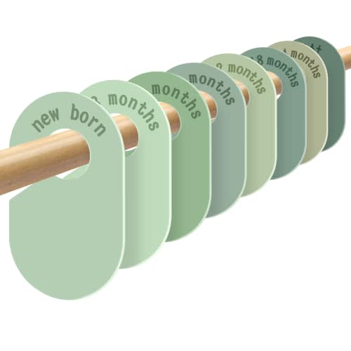 Baby Size Clothes Divider for Closet 8PCS Nursery Baby Clothes Organizer | Double-Sided Baby Closet Hanger Dividers Nursery Clothes Size Separators for Baby Clothes Sorting from Newborn to 24+ Month