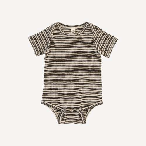 short sleeve lap neck bodysuit | black stripe | organic cotton multi r – kate quinn