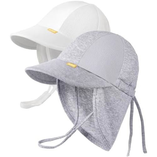 2 Pack Baby Sun Hat with Breathable Mesh, UPF 50+ Unisex Toddler Summer Beach Swim