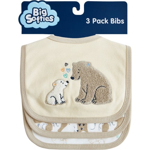 Big Softies Baby Newborn Bibs 3 Pack - Nude - Beige - Size Onesize