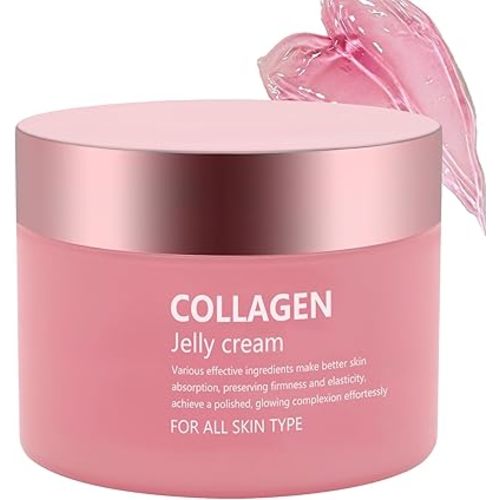Collagen Jelly Cream - Contains Niacinamide & Freeze Dried Hydrolyzed Collagen -Elasticity & Hydration - Reduce Fine Lines & Dullness - Korean Glass-Shiny Skin Suitable for All Skin Types (3.38 Fl.Oz)