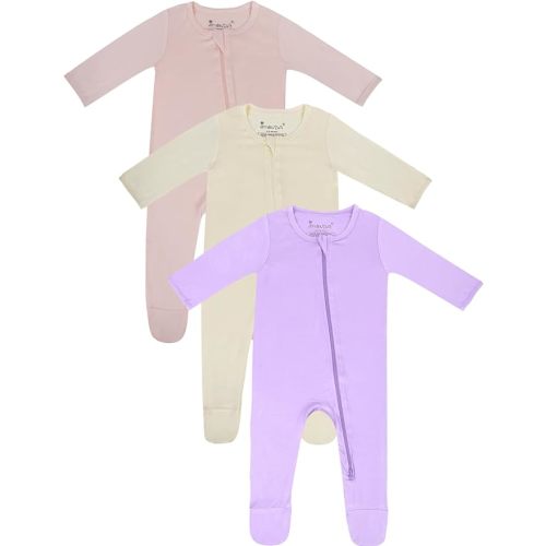 Jimonda Baby Romper Boys Girls Bamboo Pajamas 2-Way Zipper Footed Unisex Zip-Up Sleepers Sleep and Play pjs