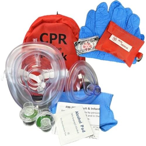 MCR Medical Adult/Child & Infant CPR Mask with 2 Valves & CPR Barrier Mask Key Chain