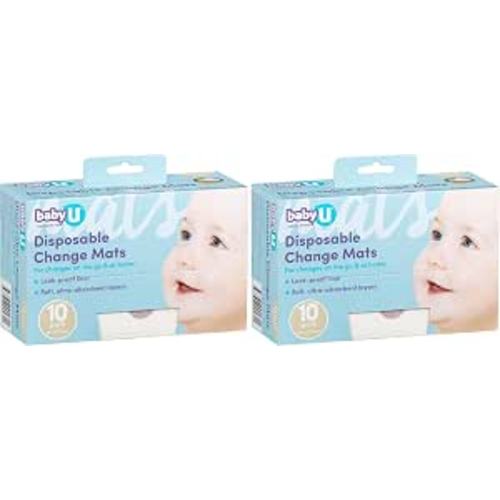 babyU Disposable Change Mats ; Nappy Change On The Go (Pack of 2)