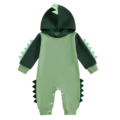 Newborn Baby Boys Rompers Hoodies Dinosaur Cartoon Infant Baby Toddler Onesie Jumpsuit Outfits Unisex Clothes