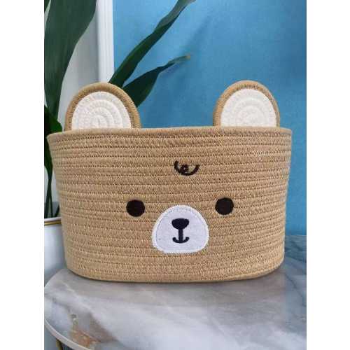 Handmade Bear Cotton Rope Basket • Personalized Nursery Storage